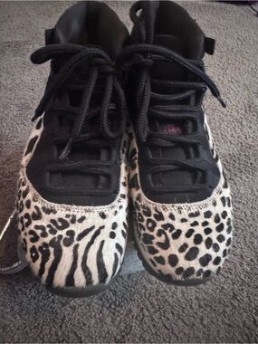 Jordan Women's Black and White Animal Print Sneakers